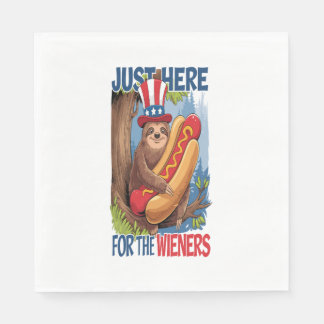 Sloth Hot Dog 4th of July BBQ Napkin