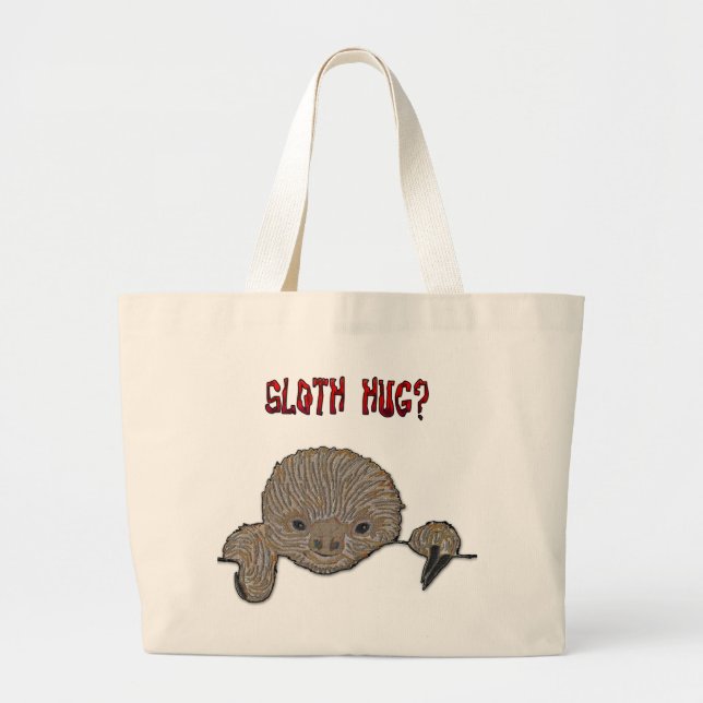 Sloth Hug Baby Sloth Large Tote Bag (Front)