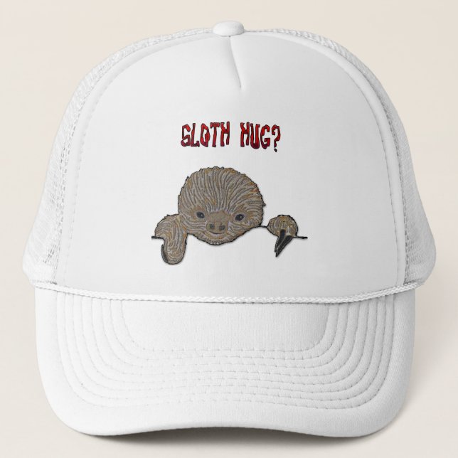 Sloth Hug Baby Sloth Trucker Hat (Front)