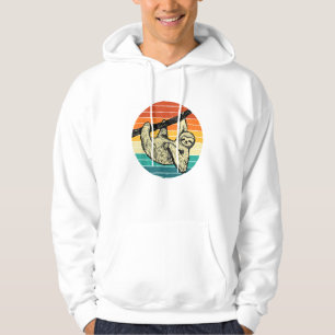 Sloth Hugging Branch - Retro Vintage Animal Lover Hoodie