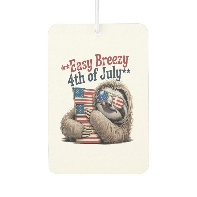 Sloth Hugging Flag 4th of July Car Air Freshener (Front)
