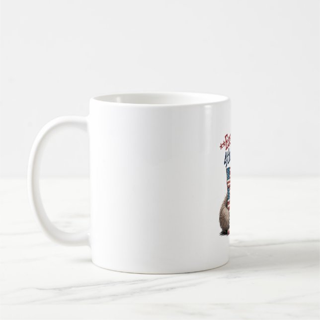Sloth Hugging Flag 4th of July Coffee Mug (Left)