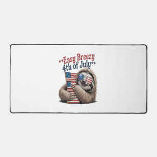 Sloth Hugging Flag 4th of July Desk Mat
