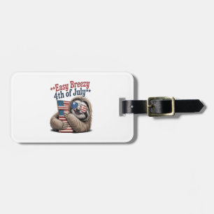Sloth Hugging Flag 4th of July Luggage Tag