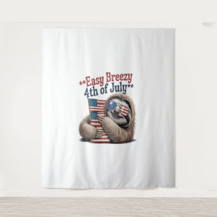 Sloth Hugging Flag 4th of July Tapestry