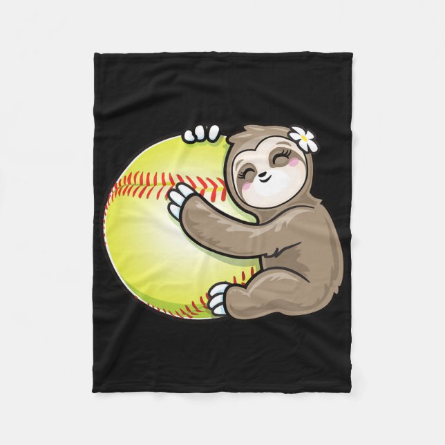 Sloth Hugging Ll Cute Girl Softll  Fleece Blanket (Front)