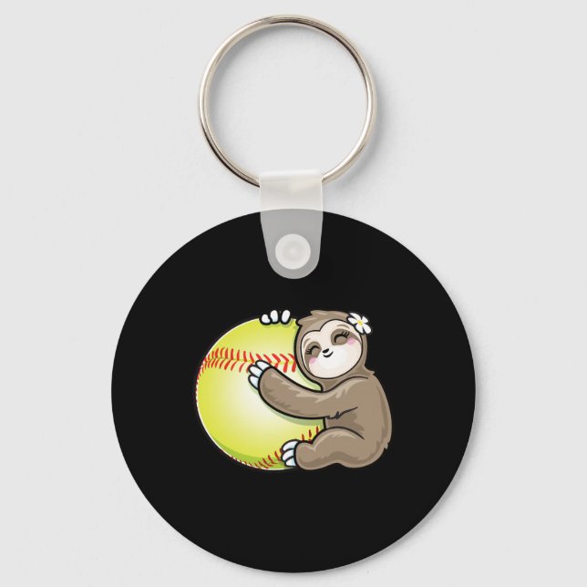 Sloth Hugging Ll Cute Girl Softll  Key Ring (Front)