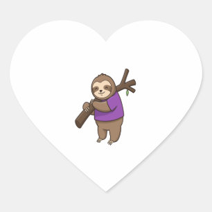 Sloth Hugging Tree Branch Wearing Purple Heart Sticker
