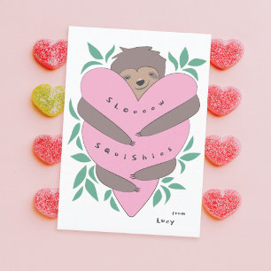Sloth Hugs Classroom Valentine's Day Card