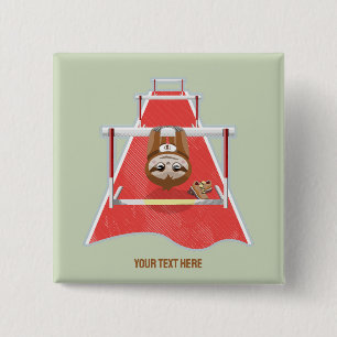 Sloth Hurdles race atheletics 15 Cm Square Badge