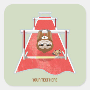 Sloth Hurdles race atheletics Square Sticker
