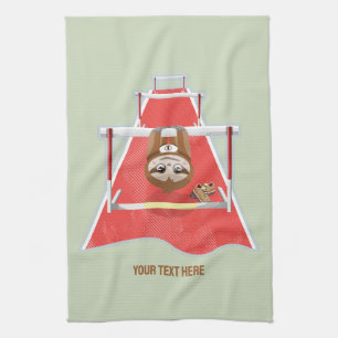 Sloth Hurdles race atheletics Tea Towel