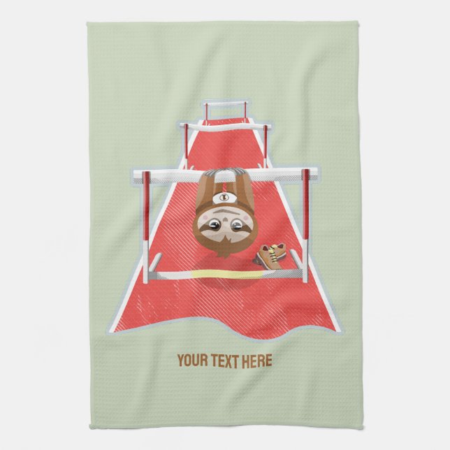 Sloth Hurdles race atheletics Tea Towel (Vertical)