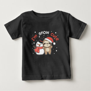 Sloth I'm Snow Cute Snowman Snow Pun Baby T-Shirt