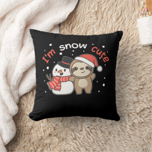 Sloth I'm Snow Cute Snowman Snow Pun Cushion