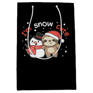 Sloth I'm Snow Cute Snowman Snow Pun Medium Gift Bag