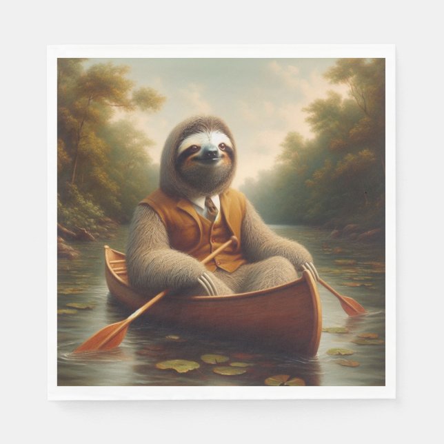 Sloth In A Canoe Napkin (Front)