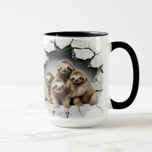 Sloth in a cracked wall mug