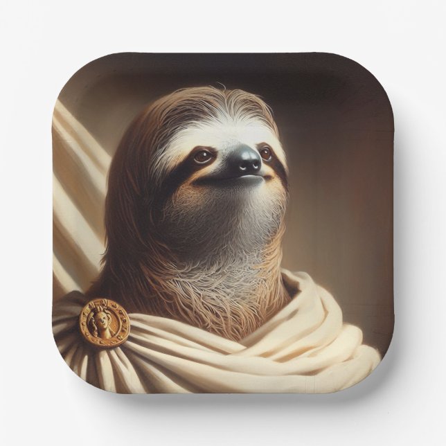 Sloth in Ancient Rome Paper Plate (Front)