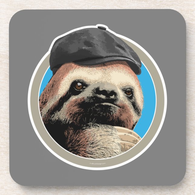 Sloth (in Baker Boy hat) Coaster (Front)