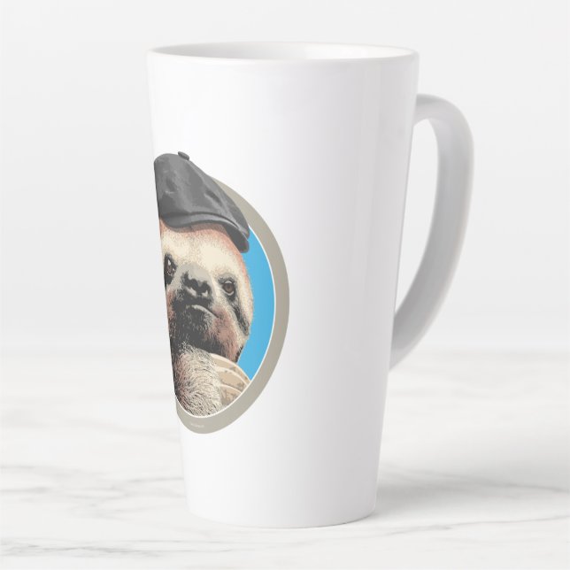 Sloth (in Baker Boy hat) Latte Mug (Right Angle)
