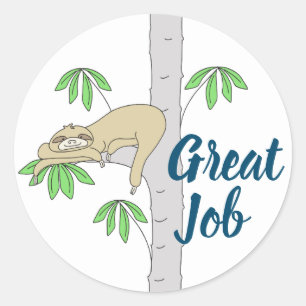 Sloth in Cecropia Tree Classic Round Sticker