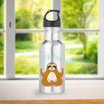 Sloth in Lotus Yoga Pose "Slow Down" 532 Ml Water Bottle<br><div class="desc">Funny illustration of a cute sloth holding a lotus yoga pose and the words "Slow Down" in handwritten font.</div>