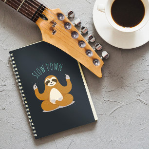 Sloth in Lotus Yoga Pose "Slow Down"  Notebook