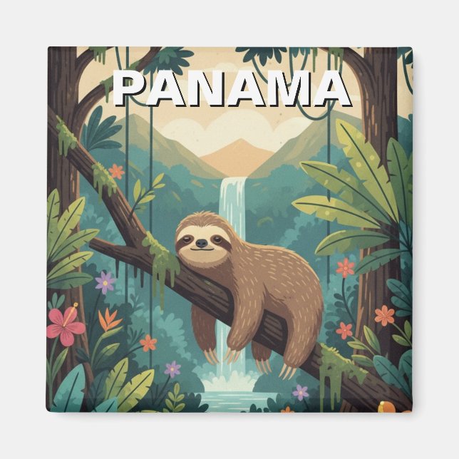 Sloth in rainforest Panama  Magnet (Front)