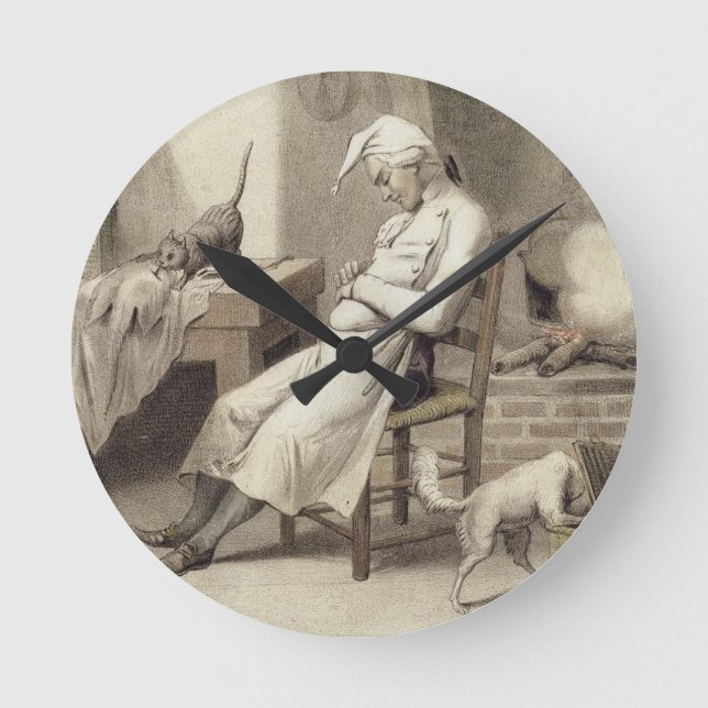 Sloth in the Kitchen, from a series of prints depi Round Clock (Front)