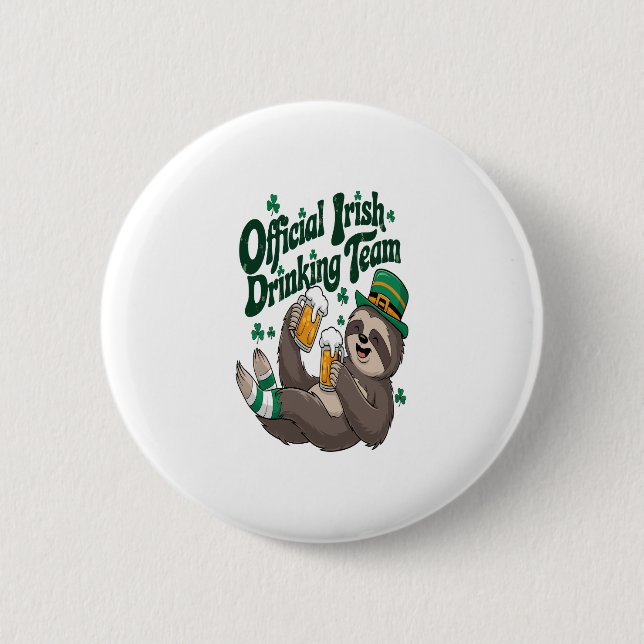 Sloth Irish Drinking St Patrick's Day 6 Cm Round Badge (Front)