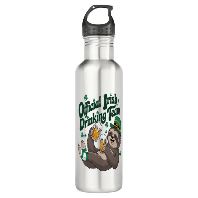 Sloth Irish Drinking St Patrick's Day 710 Ml Water Bottle (Front)