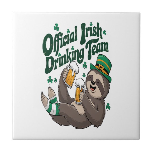Sloth Irish Drinking St Patrick's Day Ceramic Tile (Front)