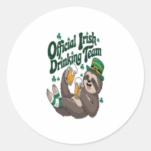 Sloth Irish Drinking St Patrick's Day Classic Round Sticker