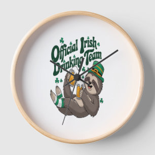 Sloth Irish Drinking St Patrick's Day Clock
