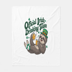 Sloth Irish Drinking St Patrick's Day Fleece Blanket