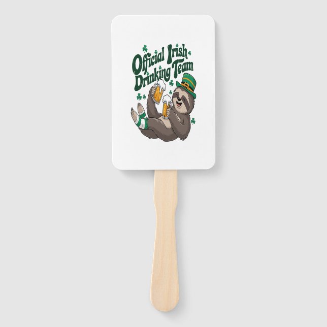 Sloth Irish Drinking St Patrick's Day Hand Fan (Front)