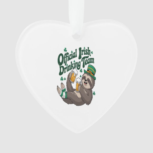 Sloth Irish Drinking St Patrick's Day Ornament (Front)