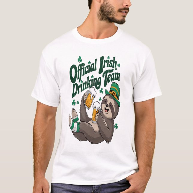 Sloth Irish Drinking St Patrick's Day T-Shirt (Front)