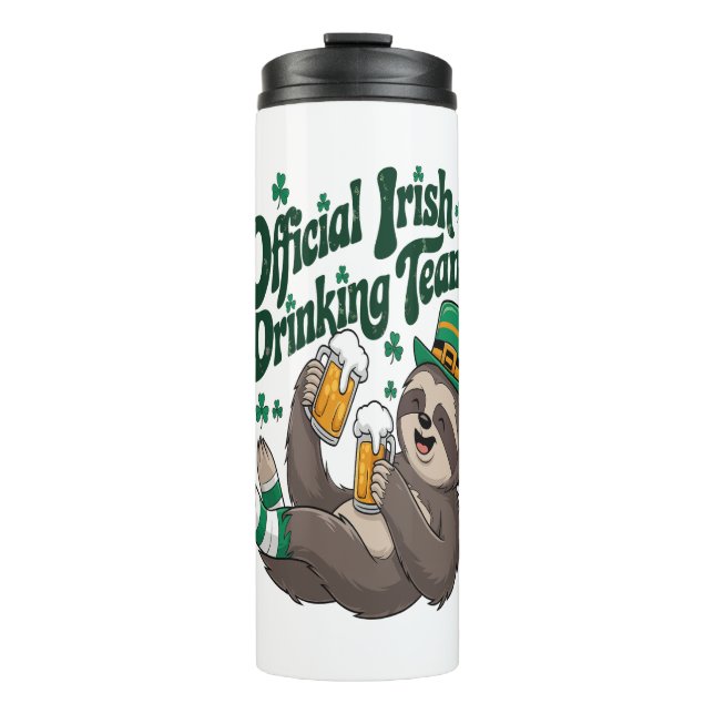 Sloth Irish Drinking St Patrick's Day Thermal Tumbler (Front)