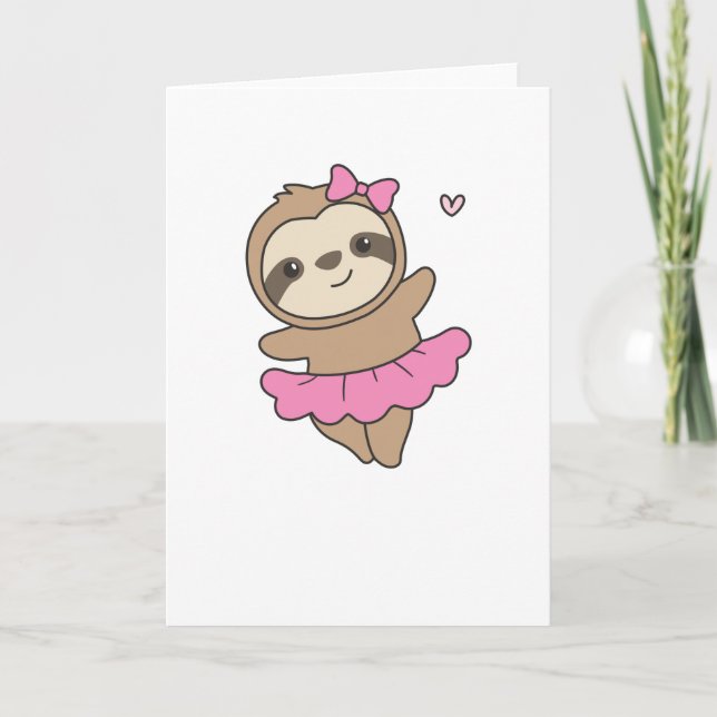Sloth Is Dancing Ballet Cute Sloths Are Dancing Card (Front)