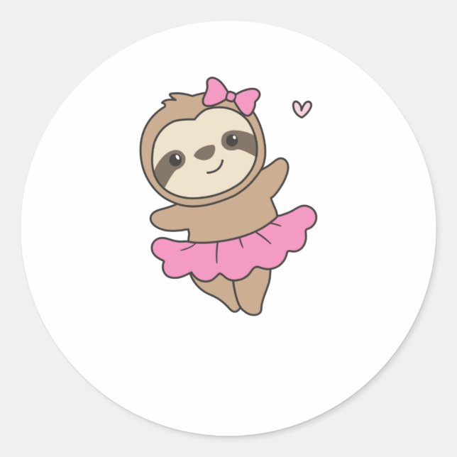 Sloth Is Dancing Ballet Cute Sloths Are Dancing Classic Round Sticker (Front)