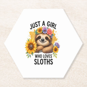 Sloth Just a Girl Who Loves Sloth Paper Coaster