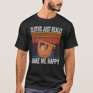 Sloth Just Really Make Me Happy Vintage Sloth Camp T-Shirt
