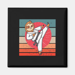 Sloth Karate Black Belt Sloth Lover Japanese Sport Magnet