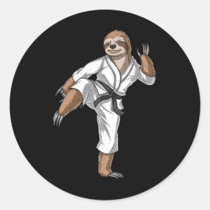 Sloth Karate Kickboxing Taekwondo Muay Thai Martia Classic Round Sticker