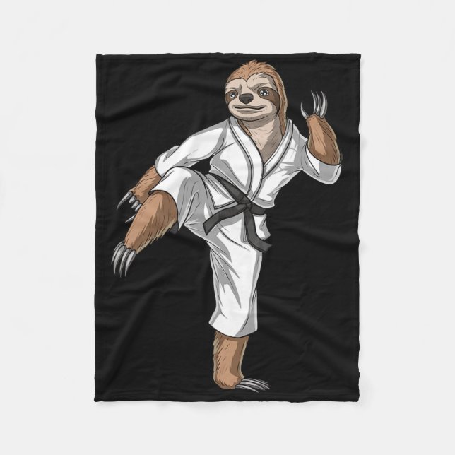 Sloth Karate Kickboxing Taekwondo Muay Thai Martia Fleece Blanket (Front)