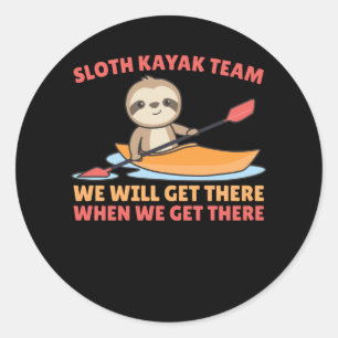 Sloth Kayak Team Paddling Funny Sloths Classic Round Sticker