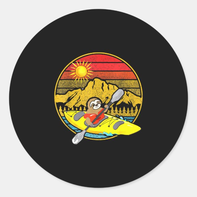 Sloth kayaking sloth kayak  classic round sticker (Front)