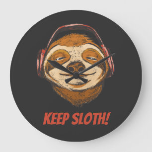 Sloth Keep Calm in chillin vintage Sloth Mode Large Clock
